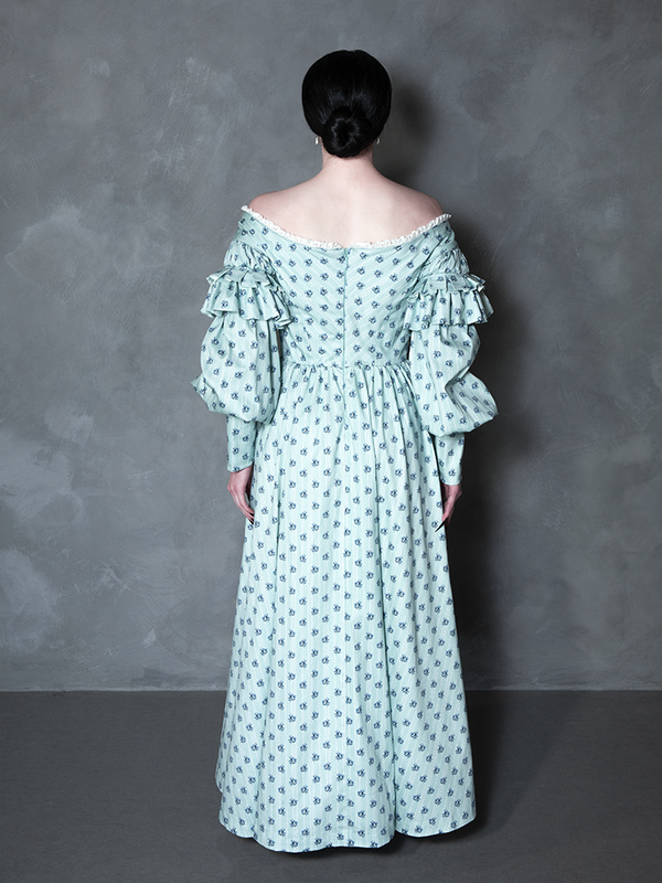 PRE-ORDER - NOSFERATU Ellen FULL LENGTH Victorian Gown in Blue Floral Print