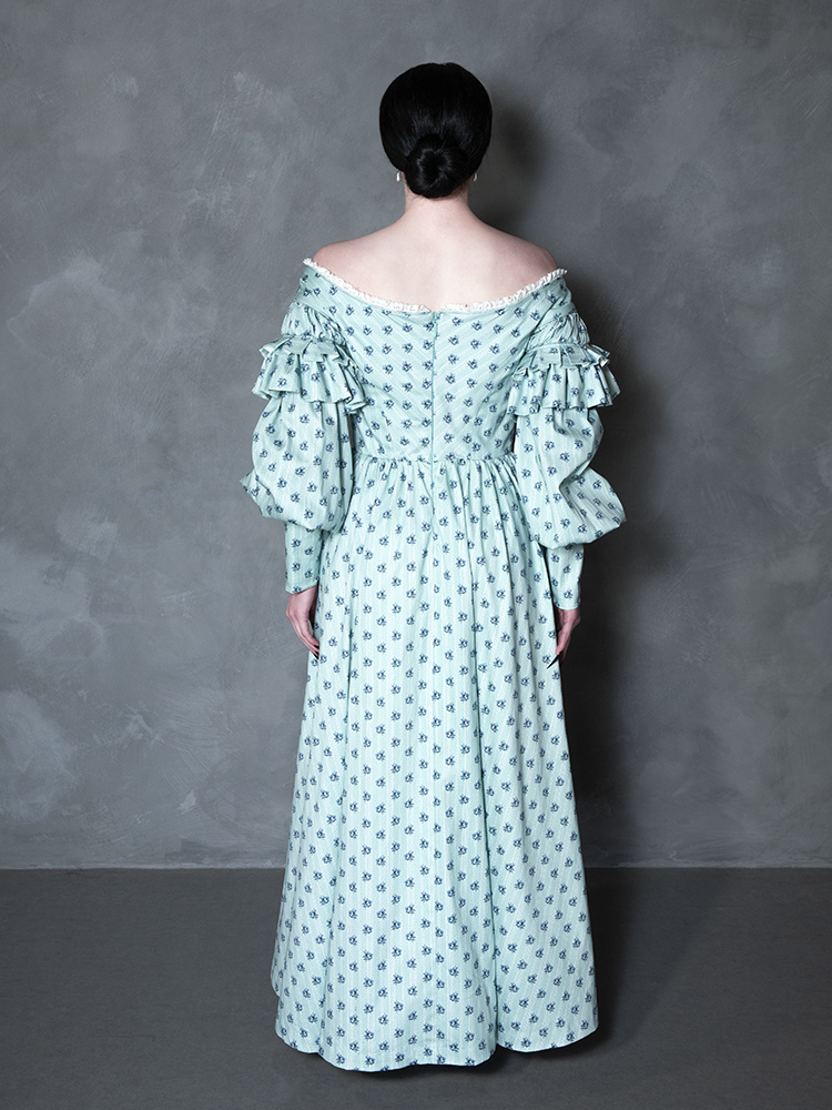 PRE-ORDER - NOSFERATU Ellen FULL LENGTH Victorian Gown in Blue Floral Print