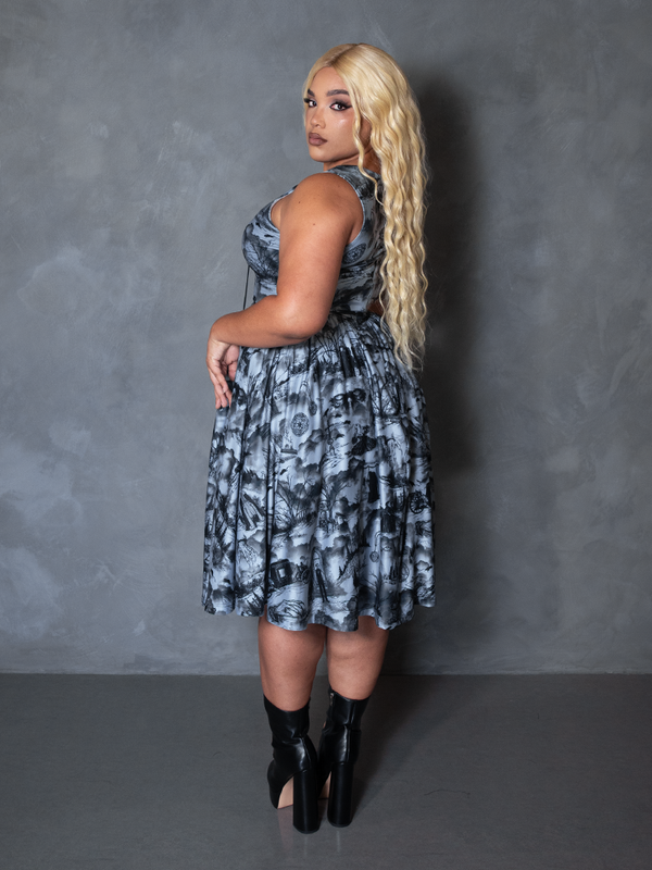 PRE-ORDER - NOSFERATU Gothic Tales Sleeveless Swing Dress in Vampire Toile