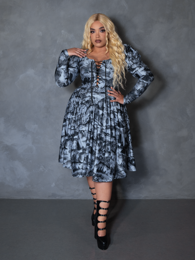 PRE-ORDER - NOSFERATU Gothic Tales Swing Dress in Vampire Toile