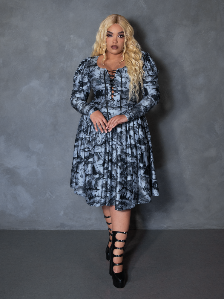 PRE-ORDER - NOSFERATU Gothic Tales Swing Dress in Vampire Toile