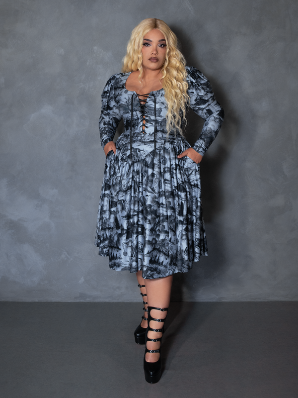 PRE-ORDER - NOSFERATU Gothic Tales Swing Dress in Vampire Toile