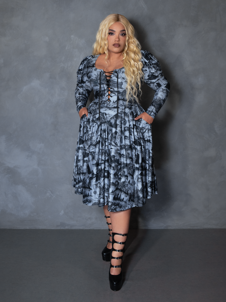 PRE-ORDER - NOSFERATU Gothic Tales Swing Dress in Vampire Toile