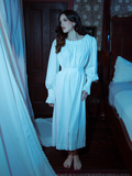 This Victorian Sleeping Dress in Ivory embodies delicate beauty, perfect for gothic-inspired lounging or moonlit reveries.

