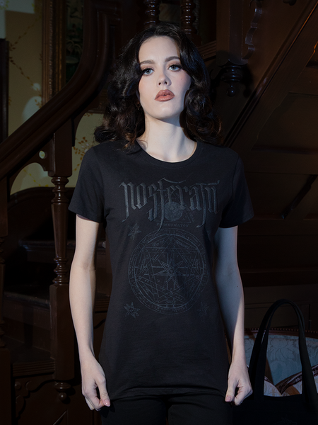 Channel gothic decadence with the NOSFERATU Occult Fitted T-shirt. The sigil evokes occult mystique, while the sleek black design flatters every figure.