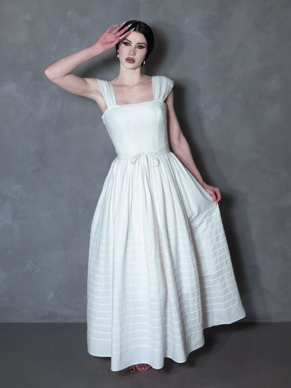 PRE-ORDER - NOSFERATU Bodiced Petticoat Dress in Bone White