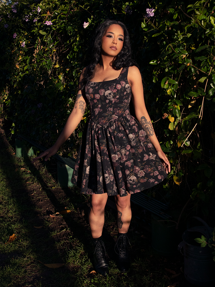 For nights of whispered secrets, the Novella Mini Dress in Decayed Beauty Print weaves mystery into every fold, daring and delightful.