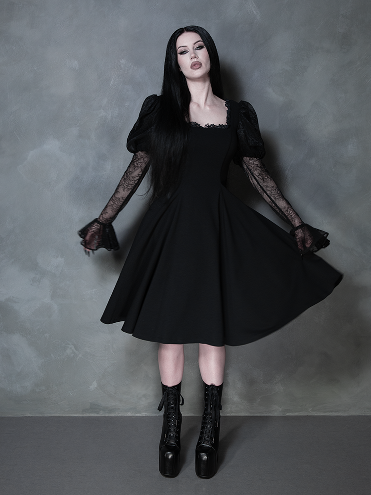 COMING BACK SOON - Renaissance Flared Dress in Black