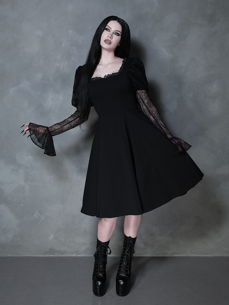 COMING BACK SOON - Renaissance Flared Dress in Black