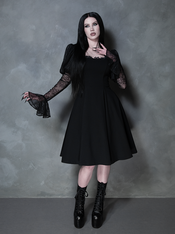 COMING BACK SOON - Renaissance Flared Dress in Black