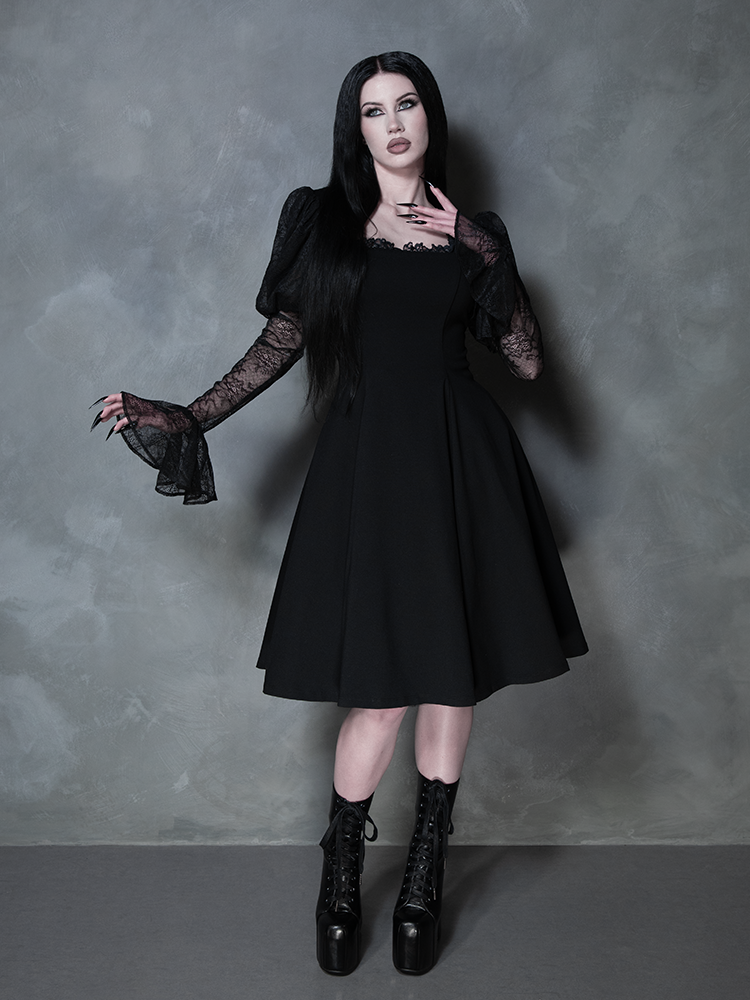 COMING BACK SOON - Renaissance Flared Dress in Black