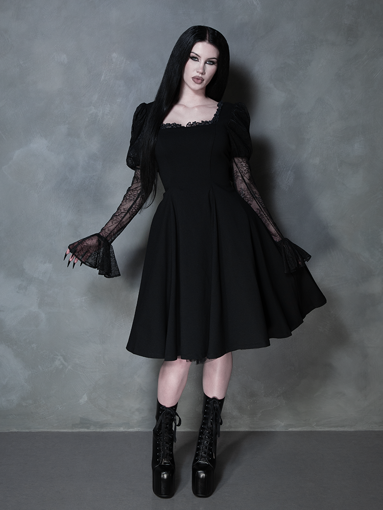 COMING BACK SOON - Renaissance Flared Dress in Black