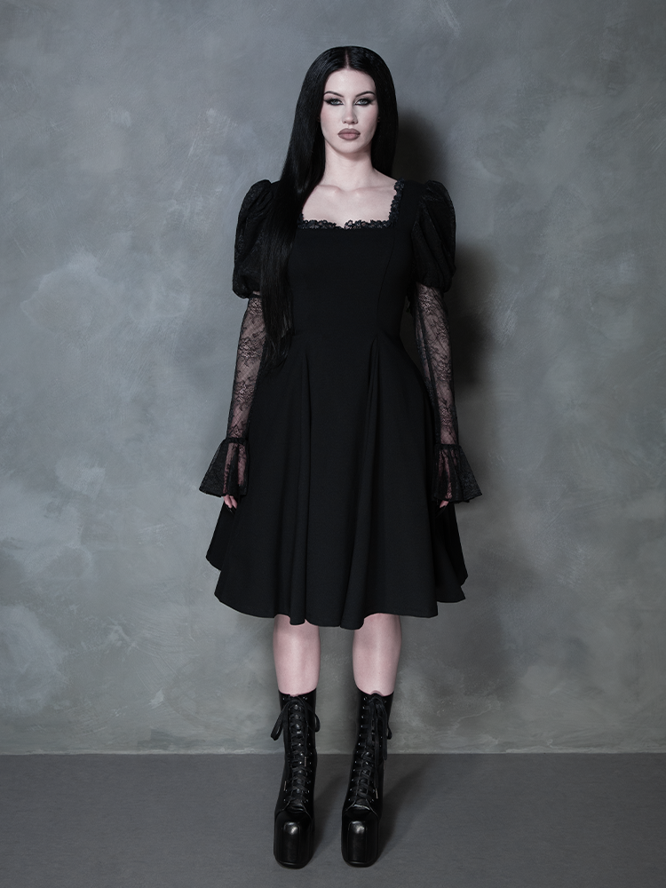 COMING BACK SOON - Renaissance Flared Dress in Black