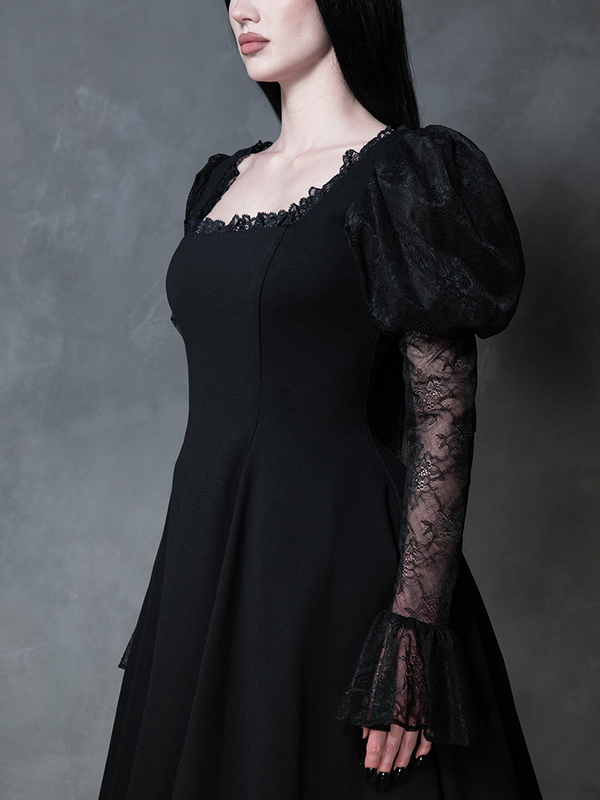COMING BACK SOON - Renaissance Flared Dress in Black