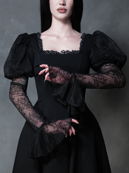 Renaissance Flared Dress in Black