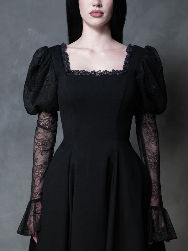 COMING BACK SOON - Renaissance Flared Dress in Black