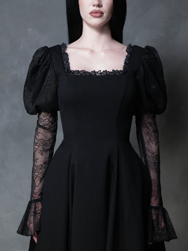 COMING BACK SOON - Renaissance Flared Dress in Black