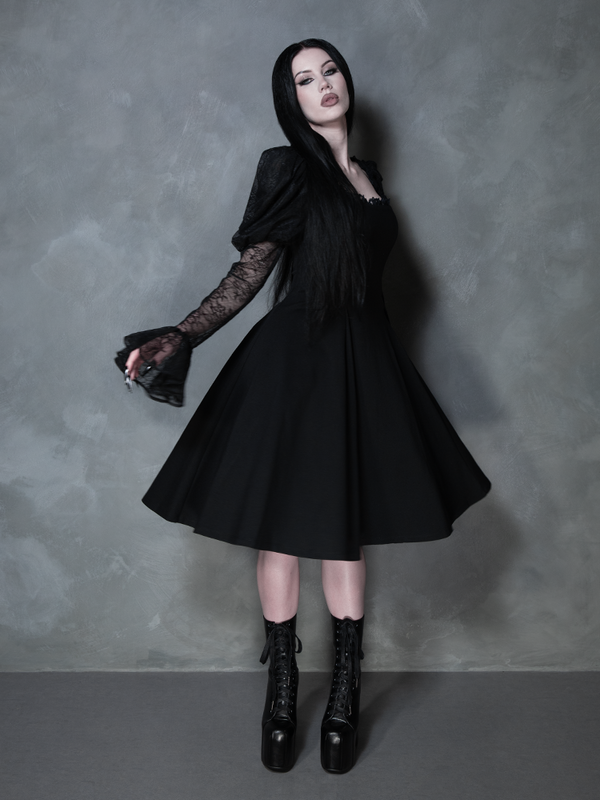 COMING BACK SOON - Renaissance Flared Dress in Black