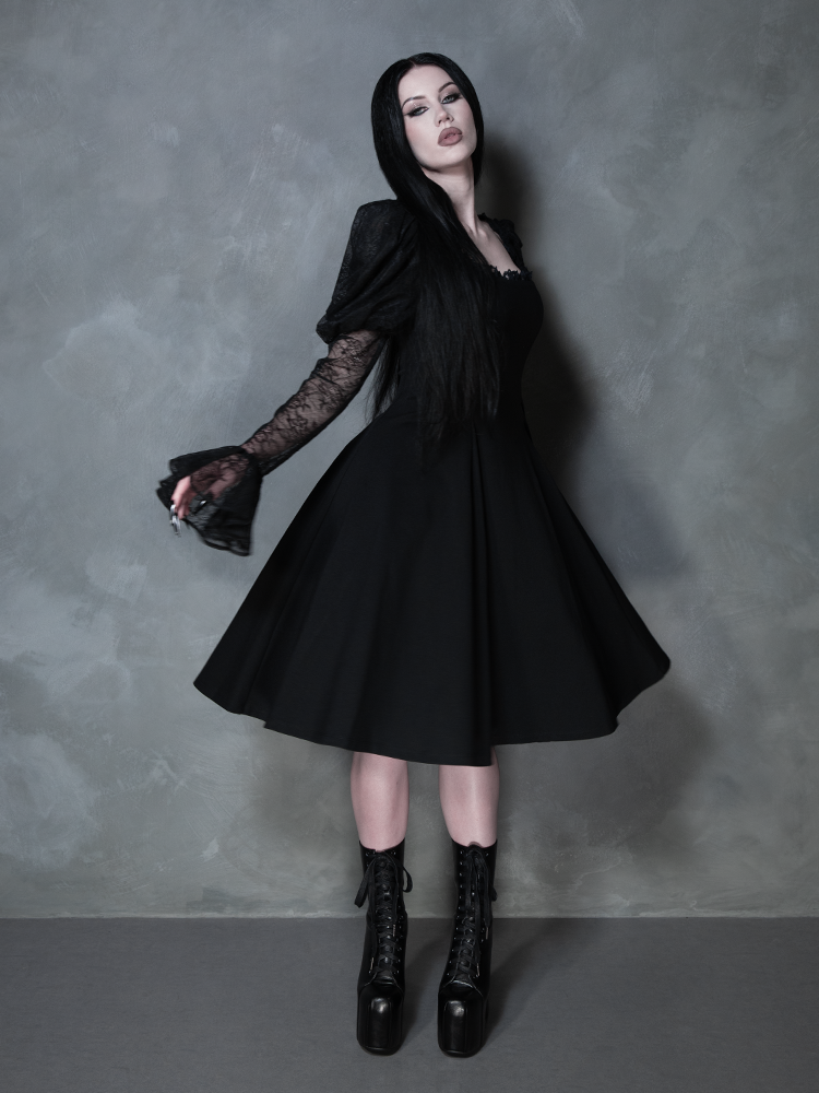 COMING BACK SOON - Renaissance Flared Dress in Black