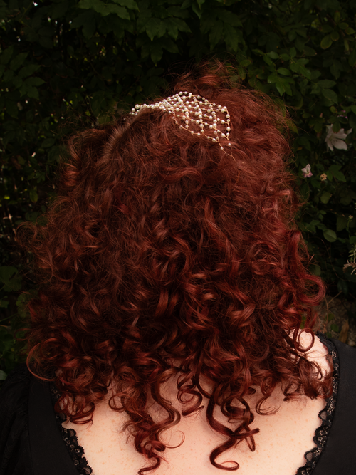 Wide Pearl Headband Wire in Gold