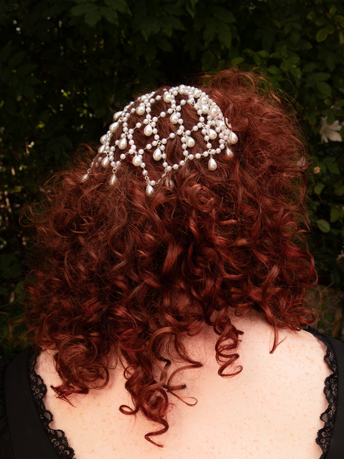 Waterfall Pearl Drop Headband in Silver