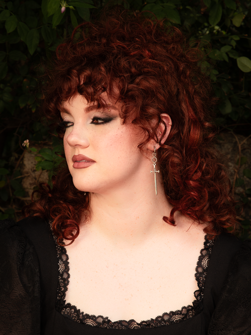 Dangle Sword Earring in Silver