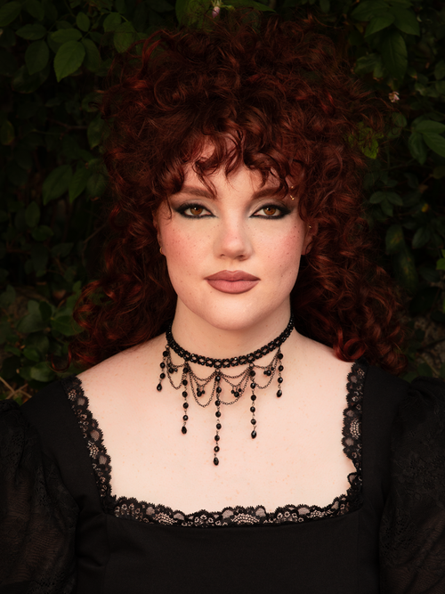 Beaded Chandelier Choker in Black