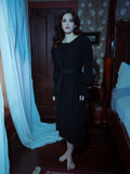 Embody gothic grace with the black Victorian sleeping dress, where vintage-inspired embroidery meets modern comfort for a hauntingly chic look.