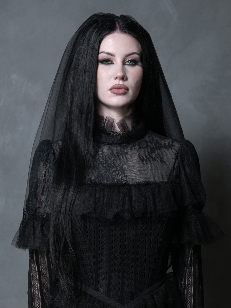 Ornate Victorian Lady Mourning Veil