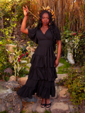 The Underworld Dress in Black is a symphony of gothic beauty. Crafted from rich, flowing fabric, it cloaks you in a seductive black hue, ideal for twilight events or nocturnal adventures. This dress is your key to a world of dark enchantment.