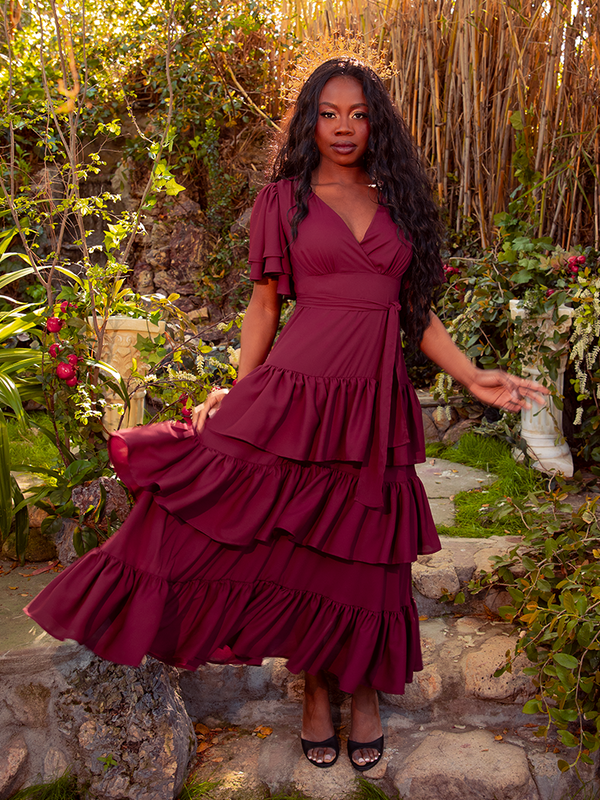 Underworld Dress in Wine Red 2X / Red