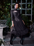 PRE-ORDER - Victorian Dress in Black and Gray Stripes