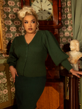 Victorian Knit Cardigan in Hunter Green