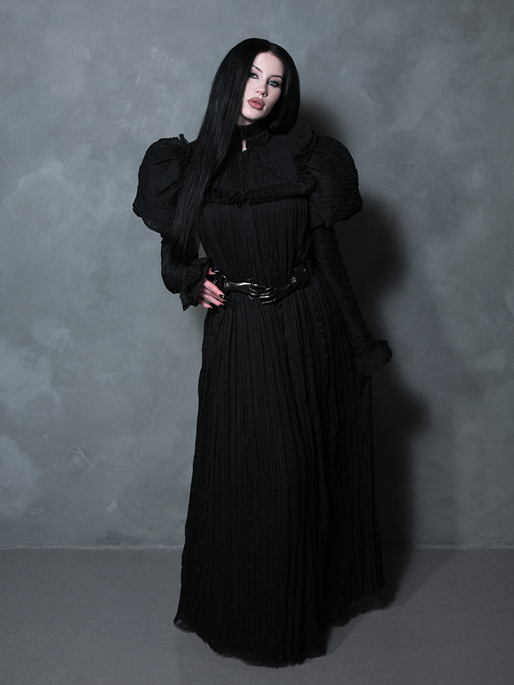 Embrace the Whimsigoth trend with this sculpted hand belt, a nod to 19th-century mourning jewelry aesthetics.