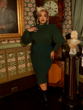 PRE-ORDER - Vamp Pencil Skirt in Dark Green