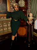 PRE-ORDER - Vamp Pencil Skirt in Dark Green