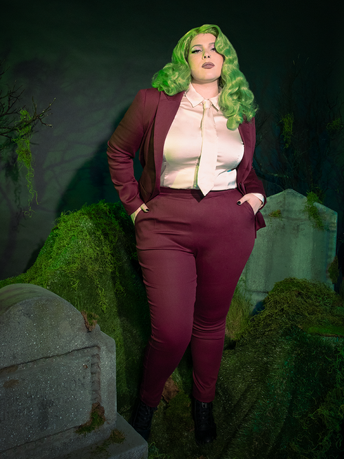 PRE-ORDER - Beetlejuice Beetlejuice™  Wedding Pants in Burgundy