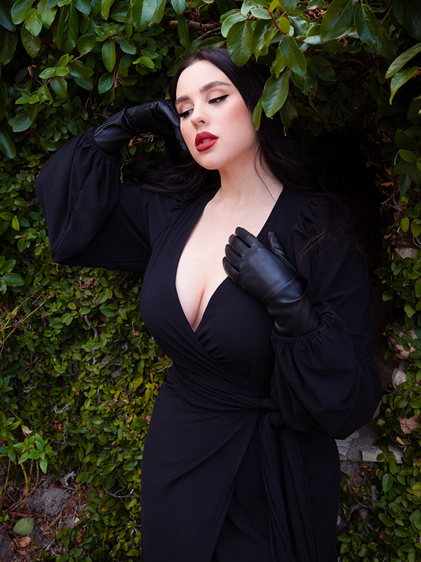 PRE-ORDER - Black Widow Wrap Gown in Solid Black