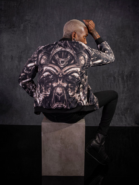 The back of the  Alien™ Xenomorph Bomber Jacket being worn by Braxton Holmes.