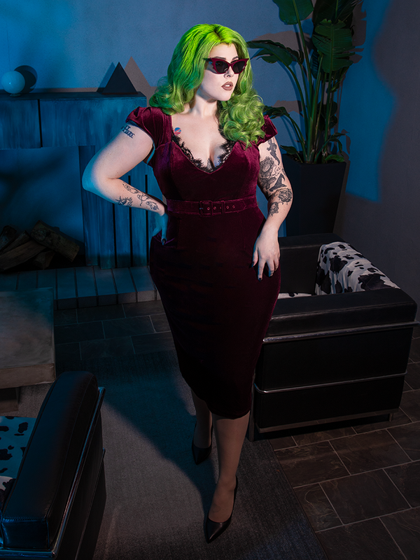 COMING BACK SOON - Baudelaire Wiggle Dress in Oxblood