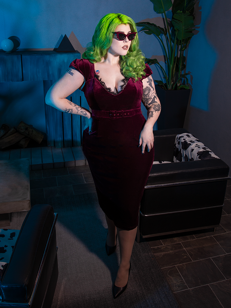 COMING BACK SOON - Baudelaire Wiggle Dress in Oxblood