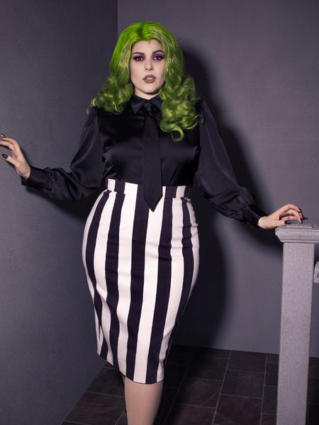 BEETLEJUICE Striped Pencil Skirt