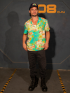 Full length shot of Shiloh wearing a near picture perfect replica outfit from the sci-fi classic movie Aliens, highlighted by the ALIEN Space Souvenir Button Up Shirt.