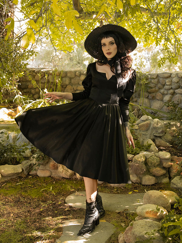 Cottage Witch Dress in Japanese Black Satin S