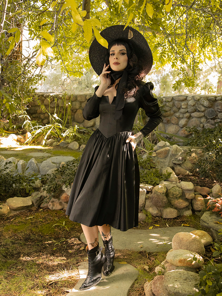 Cottage Witch Dress in Japanese Black Satin S Cottage Witch Dress in Japanese Black Satin S