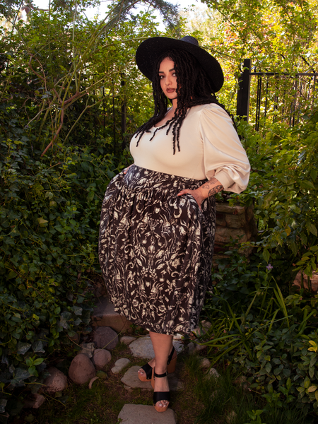 Gothic Tales Skirt in Cottage Witch Toile Print