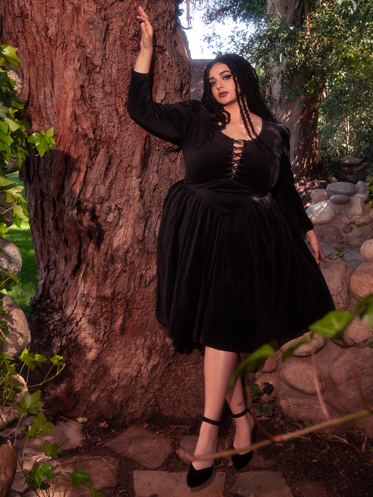 COMING BACK SOON - Gothic Tales Velour Swing Dress in Black