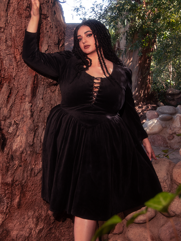 COMING BACK SOON - Gothic Tales Velour Swing Dress in Black