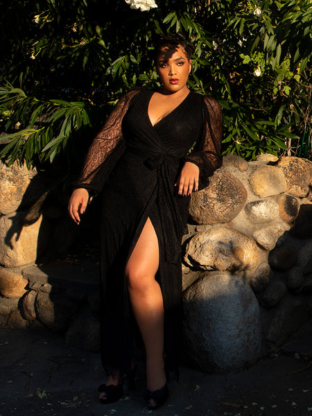 Black Marilyn Lace Gown in Black