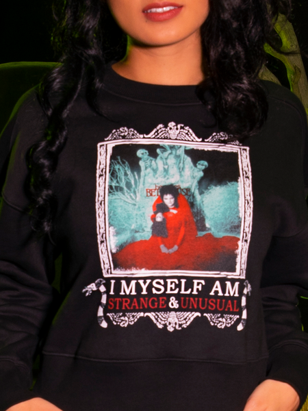 Close-up of the shot of the photo print of the BEETLEJUICE™ Lydia Strange Long Sleeve Tee.
